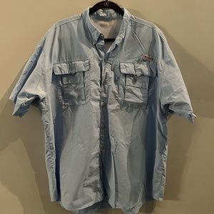 Columbia PFG Light Blue Short Sleeve Button Down XL
